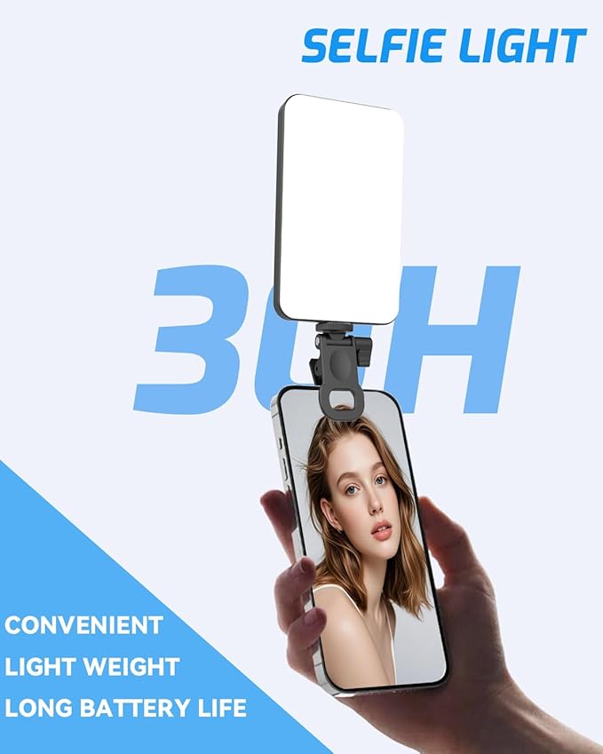 5000 mAh Portable Selfie Light for iPhone: Rechargeable Phone Fill Lights, Ring Light for Camera Picture, Makeup Photo, Video Conferences, Laptop Use, Zoom Meetings, TikTok, Vlog Photography