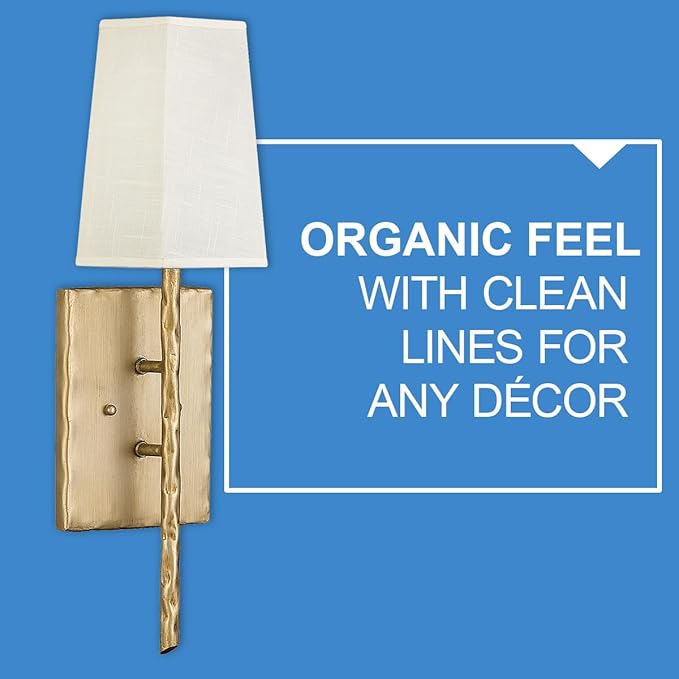 Hinkley Tress Large Single Light Wall Sconce - Hammered Details, Off-White Textured Shade - Champagne Gold