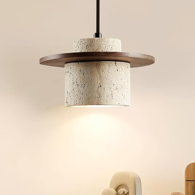 Large Wabi Sabi Pendant Light 9.85in Nordic Chandeliers with Natural Stone Shade Simple Hanging Light Fixture for Dining Room Bedside Kitchen Island