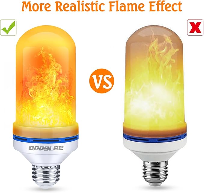 CPPSLEE Upgraded LED Flame Light Bulbs, 4 Modes Flickering Light Bulbs, E26 Base Fire Flame Bulb for Halloween Decorations Outdoor, Christmas Lights Patio Indoor Home Decor (Yellow, 1 Pack)