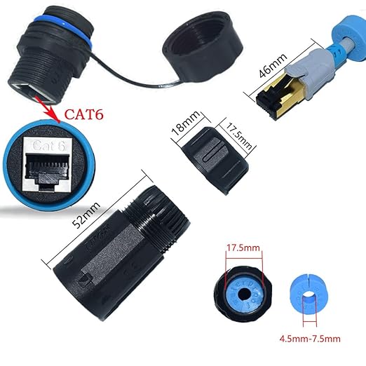 10PCS Shielded RJ45 Waterproof Panel Mount Connector IP68 Cat5/5e/6 8P8C Ethernet LAN Cable Coupler Female to Female Outdoor Network Adapter