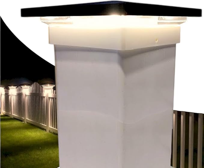 DekLights® DIY Line LED Lighted Post Cap for 4x4 Deck/Fence Posts. Wired 12volt Low Voltage with Replaceable LED Light Bulb. for Your Vinyl or Composite railings. Made in USA (B&W Cap 3000k Bulb)