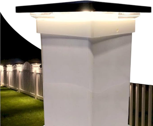 DekLights® DIY Line LED Lighted Post Cap for 4x4 Deck/Fence Posts. Wired 12volt Low Voltage with Replaceable LED Light Bulb. for Your Vinyl or Composite railings. Made in USA (B&W Cap 3000k Bulb)