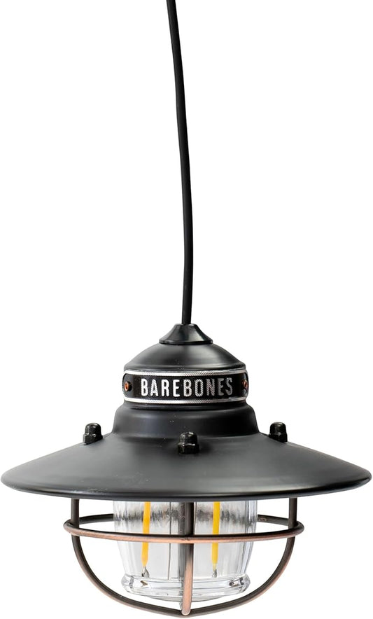 Barebones Edison Pendant Light – Antique Bronze, Vintage Rustic USB LED Hanging Light for Outdoor and Indoor Use – Adjustable Height String Lantern with Warm Edison Bulb Glow for Patio, Home, Garden