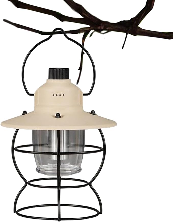 Vintage Lantern - 9 Inch Rechargeable LED | Retro Camping Light | Outdoor Lamp for Garden Patio Porch and Hiking Fishing Ambiance Use
