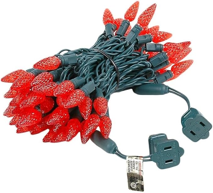 Novelty Lights 24FT 70 LED C6 LED Christmas String Lights, Commercial Grade Outdoor Tree Decorations (Red)