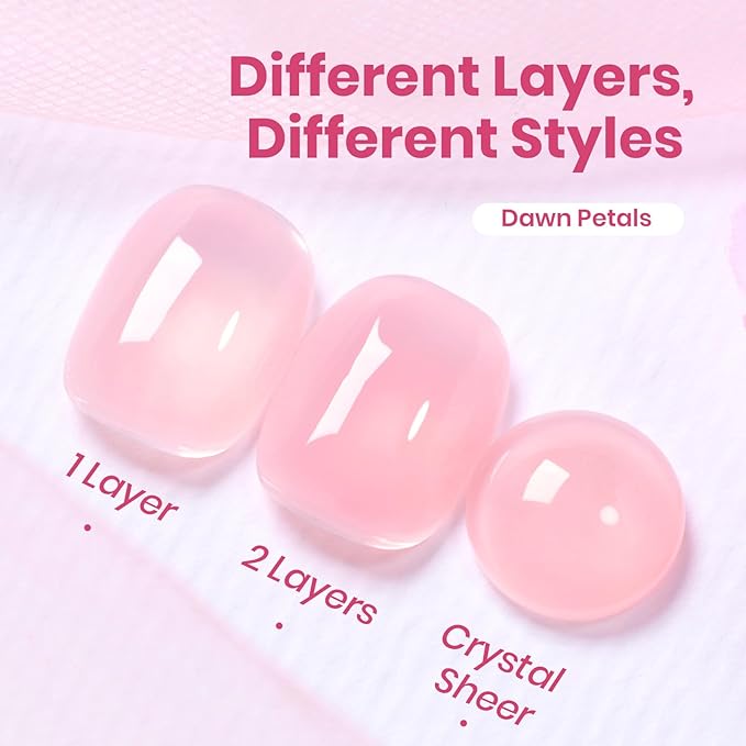 Beetles Dawn Petals Nude Pink Gel Polish - 15ML Full Size Neutral Jelly Nude Pink Nail Polish Base Color Nail Concealer Sheer Translucent Soak Off UV French Nail Art Salon DIY Manicure Gifts