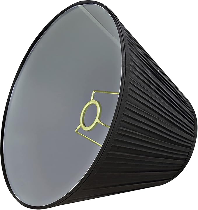 Aspen Creative 59152A Pleated Empire Uno Lamp Shade in Black, 4.5" Top x 8" Bottom x 6.5" Slant Height, Slip UNO 33mm