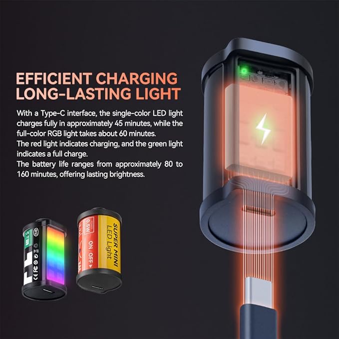 TTArtisan Mini RGB Led Light for Camera 400-750nm Full-Color RGB Magnetic Cold Shoe Lights, Rechargeable Retro Film Style Small Led Photography Lighting (1)