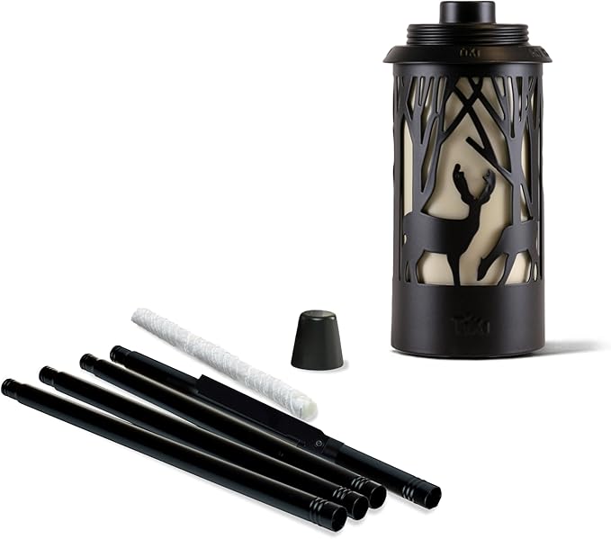 TIKI Brand Hunter Metal 64.5 Inch 2-Pack Torch, Patio, Backyard, and Lawn, Cabin Décor, Up North, Easy Installation, Outdoor Décor Torch, Black, 1123123