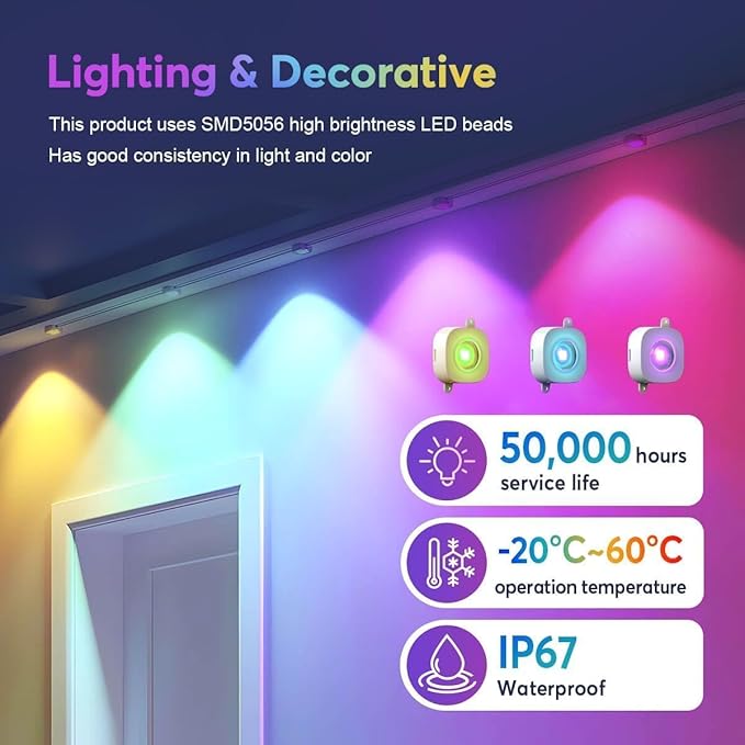 Permanent Outdoor Lights, 300ft Smart RGB+IC LED Lights Outside with 16 Million DIY Colors, IP67 Waterproof Eternity Eaves Lighting for Christmas Halloween Holiday Daily Decorations