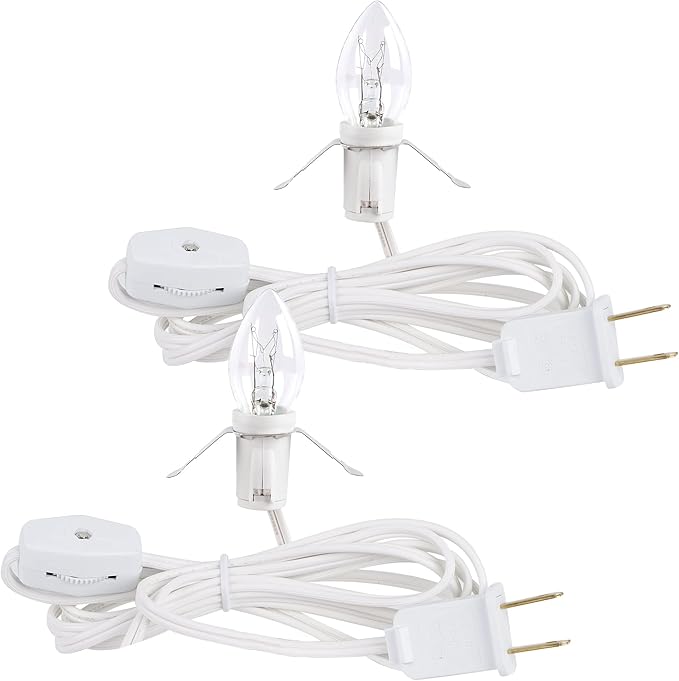 WATERGLIDE 2 Pack Accessory Cord with Clear Bulb, 6 FT UL Listed Replacement Lamp Cord with ON/Off Switch, Perfect for Christmas Village House, Craft Projects, Halloween Holiday Decoration