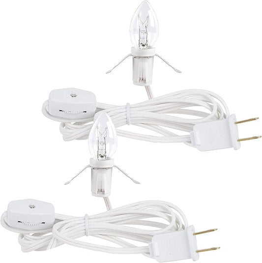 WATERGLIDE 2 Pack Accessory Cord with Clear Bulb, 6 FT UL Listed Replacement Lamp Cord with ON/Off Switch, Perfect for Christmas Village House, Craft Projects, Halloween Holiday Decoration