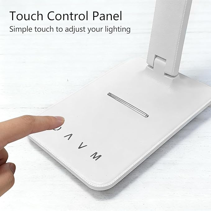 LED Desk Lamp with USB Charging Port, 5 Color Modes & 5 Brightness Levels, Eye-Caring Dimmable Touch Control Table Lamp, Adjustable Foldable Arm, USB-C Powered Desk Light for Study, Office, Bedroom