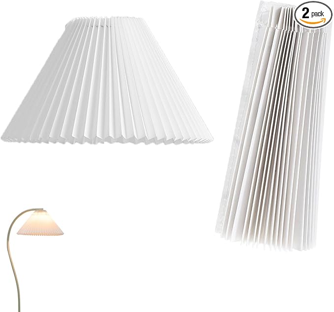 2 Pack Pleated Table Lamp Lampshades Replacement Bedside Table Lamp Pleated Lamp Shade for Ceramic Table Lamps Bedside Nightstand Small Table Lamps with Rattan Base Wire Frame Do not Included