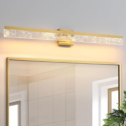 39-Inch Brushed Gold Vanity Light Fixture, 28W Dimmable LED Modern Light Bar for Bathroom Mirror, Restroom, Bedroom (3000K)