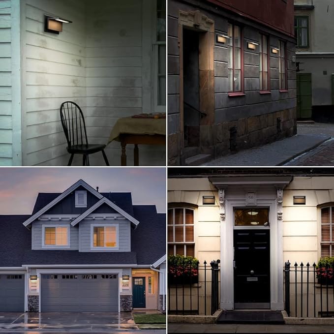 Outdoor Wall Sconce Light LED Wall Mount Lamp Modern Wall Lighting Fixture Aluminum Black Lantern for Porch Front Door Garden Yard Patio Garage Walkway Hallway