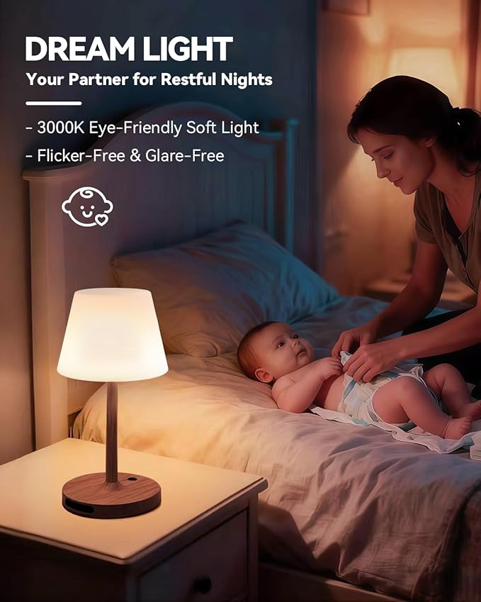 Outdoor Waterproof Shower Lamp, 5200mAh Cordless Rechargeable Table Lamp with Touch Dimming, IP65 Wireless LED Night Light for Patio, Camping, Bathroom, Restaurant & Kitchen