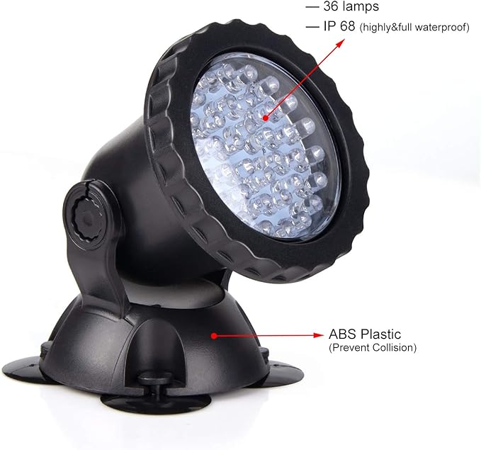 SHOYO Underwater Pond Lights, Colored Submersible Spot Lights, 36 LED Spotlight for Yard IP68 Waterproof Remote Control Multi-Color Dimmable Adjustable for Outdoor Fountain Landscape, Set of 8