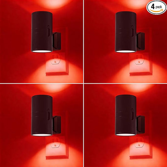 670nm Red Light Night Light for Sleep - Zero Blue Light, Adjustable Brightness & Energy Efficient Night Light Plug into Wall with Dusk-to-Dawn Sensor for Nursery, Bedroom, Bathroom[4 Pack]