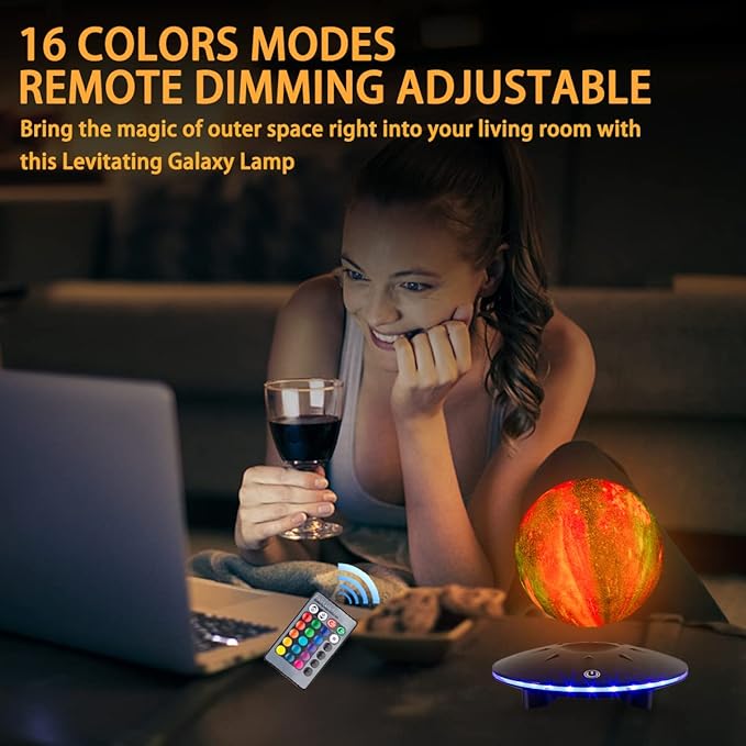 Floating Moon Lamp 16 Colors Remote Control Night Light Brightness Adjustable for Home Office Decor Desk Cool Tech Gadgets,Bedroom Unique Lamps for Friends