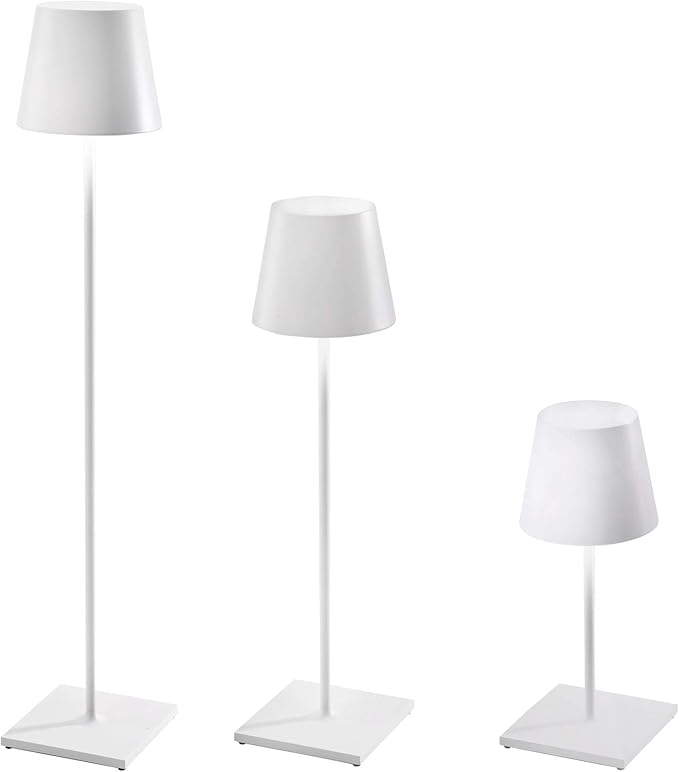 Zafferano, Poldina XXL Lamp, Rechargeable Cordless Floor Lamp with Touch Controls, Suitable for Indoor and Outdoor, Dimmer, 2700-3000 K, Adjustable Height 27-59 Inches, White Color