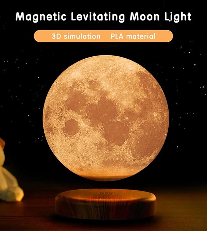 Levitating Moon Lamp Night Light 3D Printing Magnetic Floating Spinning Luna Night Light with Remote Control Thanksgiving for Dad/Kids/Friends