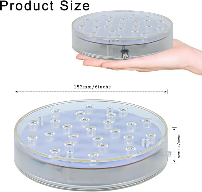 LARDUX Pack of 4 Led Light Base - 6 Inch Round Display Pedestal Light Stand Plate Flat for 3D Crystal Cube Glass Art Acrylic Statues - USB Charge or Battery Powered