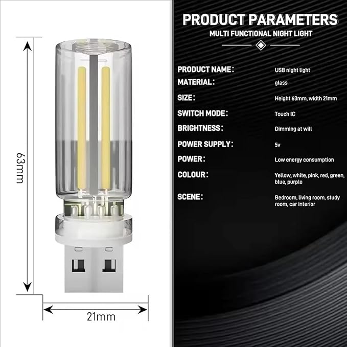 Touch Control Retro Led Nightlight Led USB Night Light with Flexible Neck Plug in USB Automotive Night Light,for Car, Camping, Party, Holiday Decoration, Bedroom, Desktop (Red&Blue)