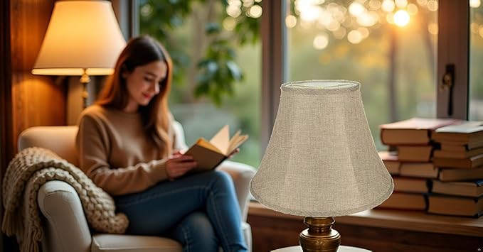 Aspen Creative 38001A Collapsible Traditional Handsewn Bell Shape Spider Construction Lamp Shade in Wheat, 9" Top x 18" Bottom x 13" Slant Height