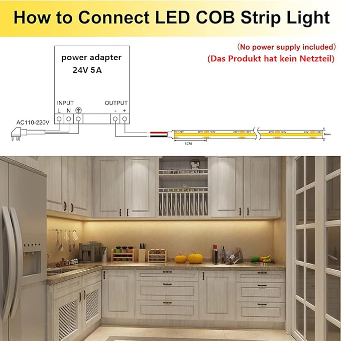 TOPAI 24V COB LED Strip 32.8ft Natural White 4000K Outdoor Waterproof CRI>93 Self Adhesive Uniform Dotless 384LEDs/M Cuttable Flexible for Cabinet Home Office DIY Lighting Projects