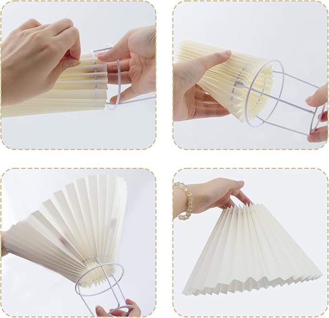 KUMGROT E26/E27 Small Pleated Lamp Shade Scalloped Lampshades Lights Replacement Cute Lamp Shades for Bedroom Living Room Home Office Decor, Cream