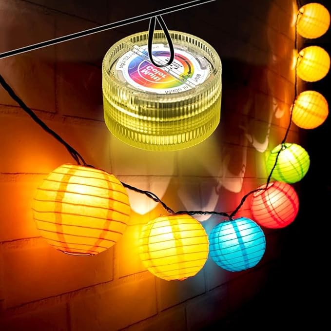 Xmas Christmas Decorations Lights with Remote - 10 PCS Submersible Led Puck Lights | Battery Powered Small Underwater Tea Candles | Multicolor Flameless Accent Lights for Pool Lantern Decoration