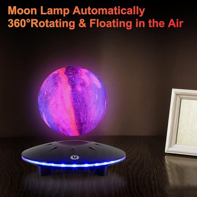 UVEHAS Levitating Moon Lamp - Floating and Spinning 3D Galaxy Moon Light Magnetic Levitation Moon Night Lights Has 16 Colors LED Lighting Modes for Home Decor, Creative Gifts for Kids