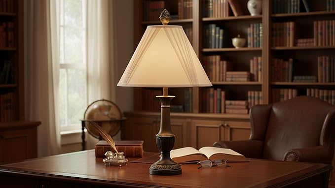 Aspen Creative 32100 French V-drape Pleated Spider Construction Lamp Shade, Ivory Cotton Fabric, 6"Top x 17"Bottom x 12"Slant