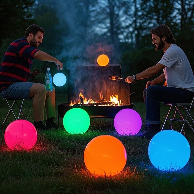 10-Inch LED Ball Light, Rechargeable Dimmable LED Glowing Orb Light w/Remote, 16 RGB Color Changing Globe Floor Lamp, Indoor/Outdoor Waterproof Mood Lamp for Home Lawn Party Pool Decor