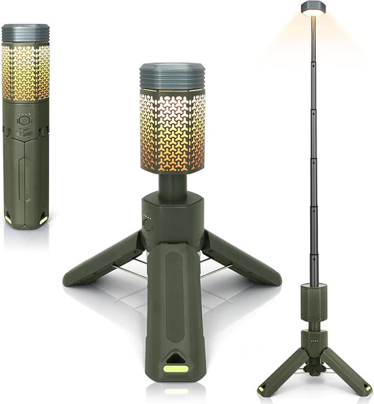 Telescopic Camping Lights,Portable Camping Lantern with Storage Bag,10500mAh Rechargeable Outdoor Adventure Emergency Light,Waterproof LED Work Lights with Magnetic (Light Green)