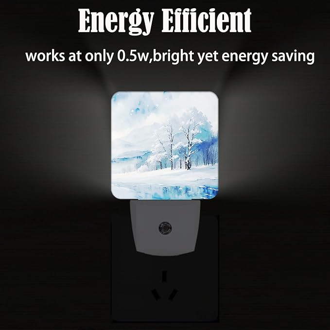 Snow Forest Night Light,Plug-in Night Lights with Dusk-to-Dawn Sensor for Stairway,Hallway,Bedroom Sleep Friendly Ideal for Women/Girls/Boys Gift,0.5w