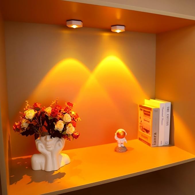 2-Pack Sunset Lamp Projection Hexagonal Colorful Sunset Red Wall Lamp LED Touch Control Two Brightness Adjustable Cabinet Decorative Light