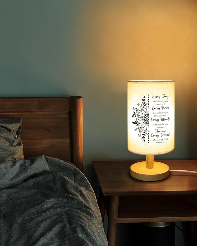 Christian Gifts for Women Table Lamp, Religious Gifts for Women with Bible Verse Prayer Inspirational Gift Fabric Lamp Spiritual Gifts for Woman, Friend