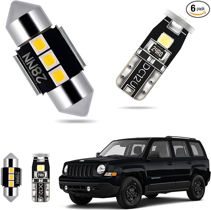 EASY EAGLE LED Interior Car Lights for Patriot-2007-2017: 6 Piece Kit White LED Light Bulbs - Super Bright 6000K + Install Tool