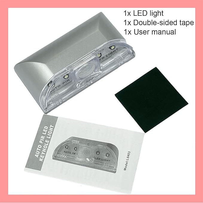 Home Keyhole Infrared PIR Wireless Auto Sensor Motion Detector LED Light lamp for Kitchen Hallway Stairway Silver