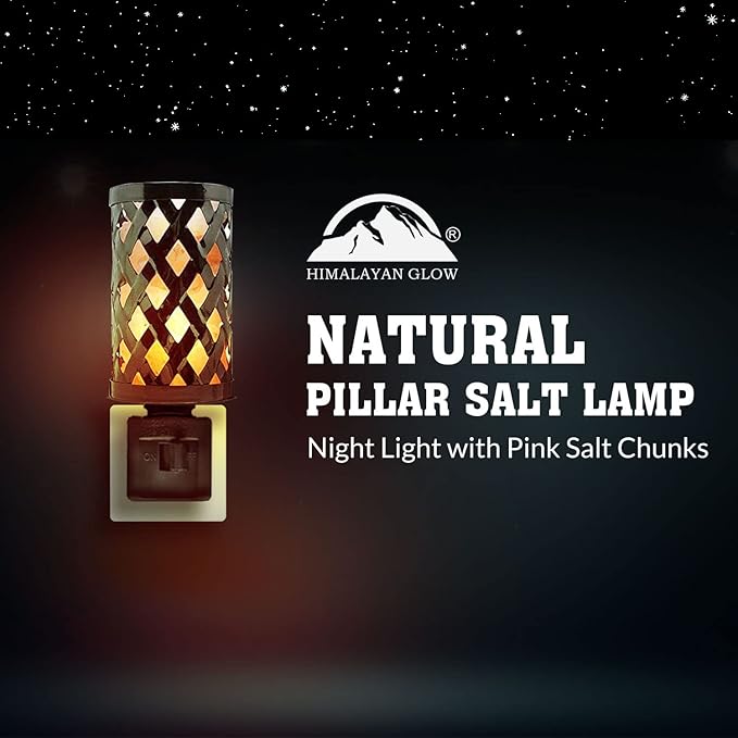 Himalayan Glow Vintage Style Salt Lamp Night Light with Pink Salt Chunks | 360 Degree Rotatable Wall Plug,Night Light & Decorative Light to Décor Your Home
