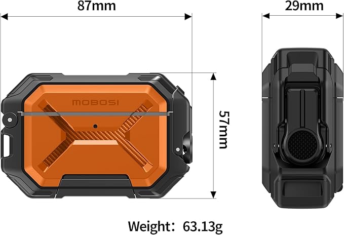 MOBOSI for AirPods Pro 3 Case [IP68 Waterproof Case for iPods Pro 3&Compatible with MagSafe] Military Grade Protective Earpods Pro3 Cover with Secure Lock, Keychain & Phone Stand (2025),Orange