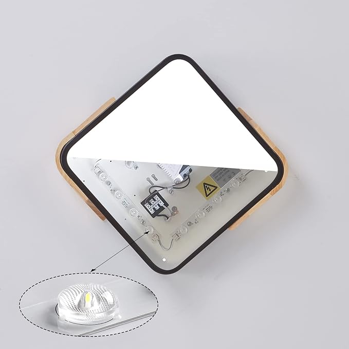 LED Ceiling Light, Flush Mount Ceiling Light Dimmable 36W, Light Fixtures Ceiling Mount with Remote, Wood Modern Ceiling Lamp, Ceiling Lights for Bedroom Kitchen Living Room Hallway,15.7in