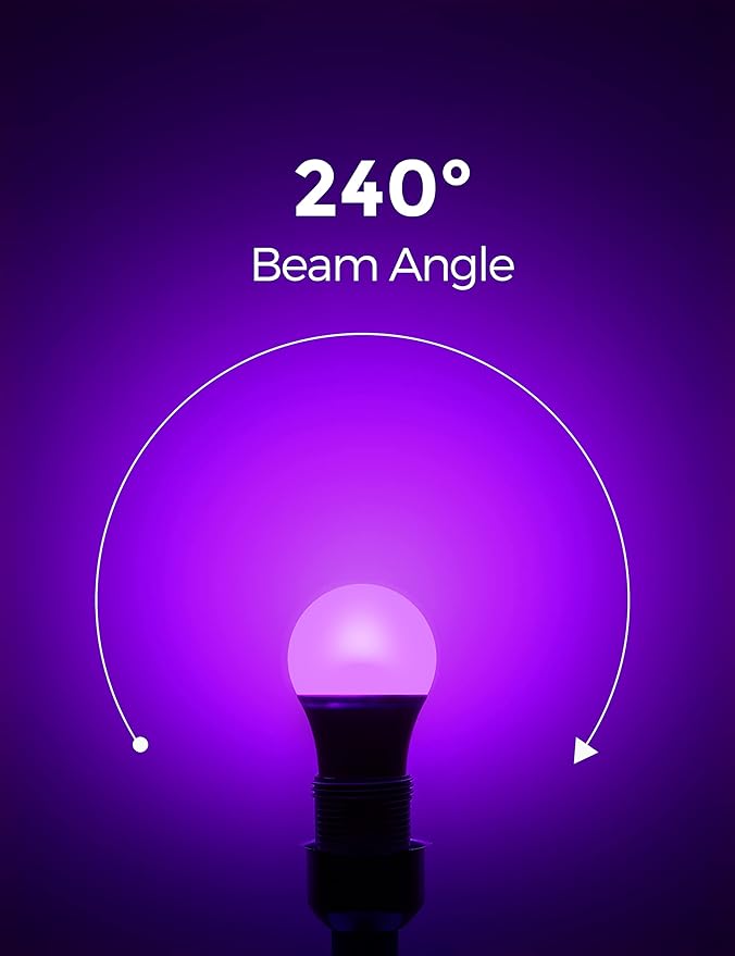 L LOHAS LED Halloween Purple LED Light Bulbs Outdoor, A19 9W(60W Equivalent) Purple Colored Light Bulb, E26 Base, Non-Dim, 2-Pack