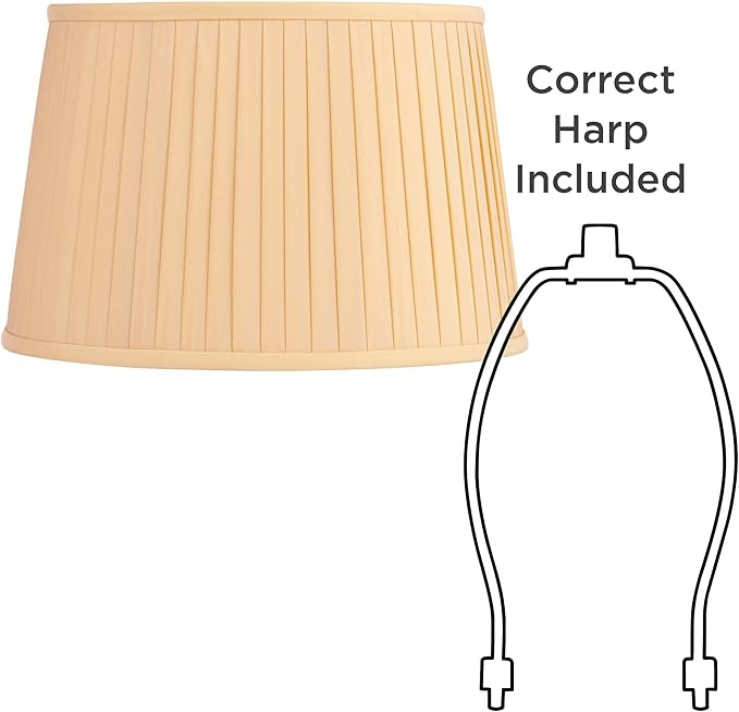 Mapo 14" Top x 17" Bottom x 11" High x 11" Slant Lamp Shade Replacement Large Yellow Drum Round Tapered Traditional Fabric Pleated Softback Washer Harp Finial - Springcrest