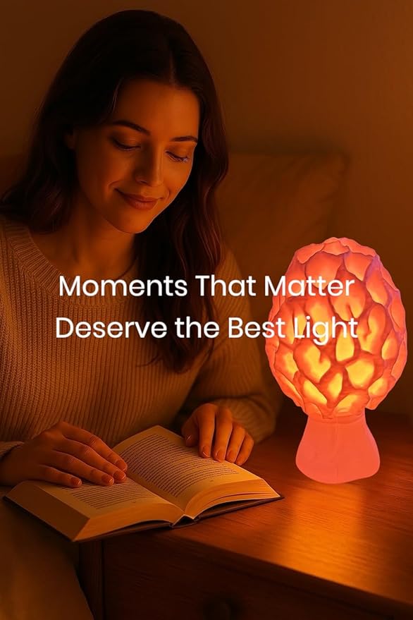 Morel Mushroom Lamp - USB Powered 15-Color Table Light with Remote & Switch - Cozy Soft Glow Nightlight - Unique Fungus Decor - Boho Cottage core Aesthetic