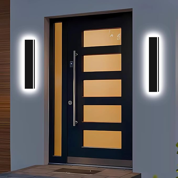 Picico 24in Modern Outdoor Lights,4.33 Inch Wide IP65 Waterproof Long Exterior Light Fixtures Wall Mount,Dimmable Linear Outdoor LED Wall Sconce,Outside Lighting for Garage,Front Door
