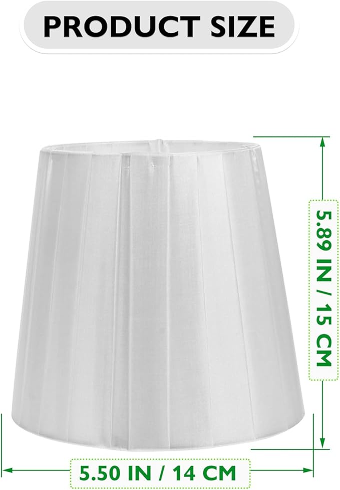 Cloth Lamp Shade, Pleated Lamp Cover Clip on Lampshade Table Lamp Chandelier Shades for Home (White)